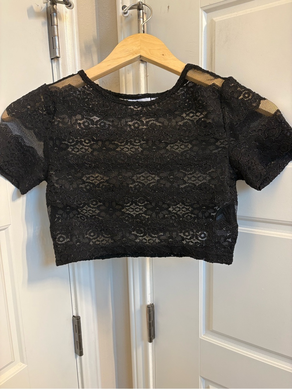 Noisy May Black Lace Cropped Top Size XS